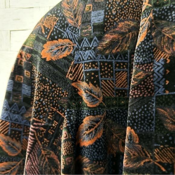 Vintage J.L. deBALL Portrait Velvet Winter Long Coat Mixed Print Size Small - Picture 2 of 6